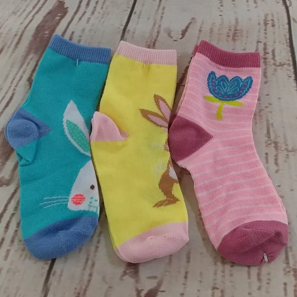 Spring Themed Kids Socks Size 7-8.5 - 3 count